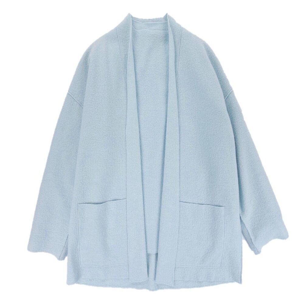 NEW Eileen Fisher Lightweight Boiled Wool Coat Funnel Sweater SET Clearwater